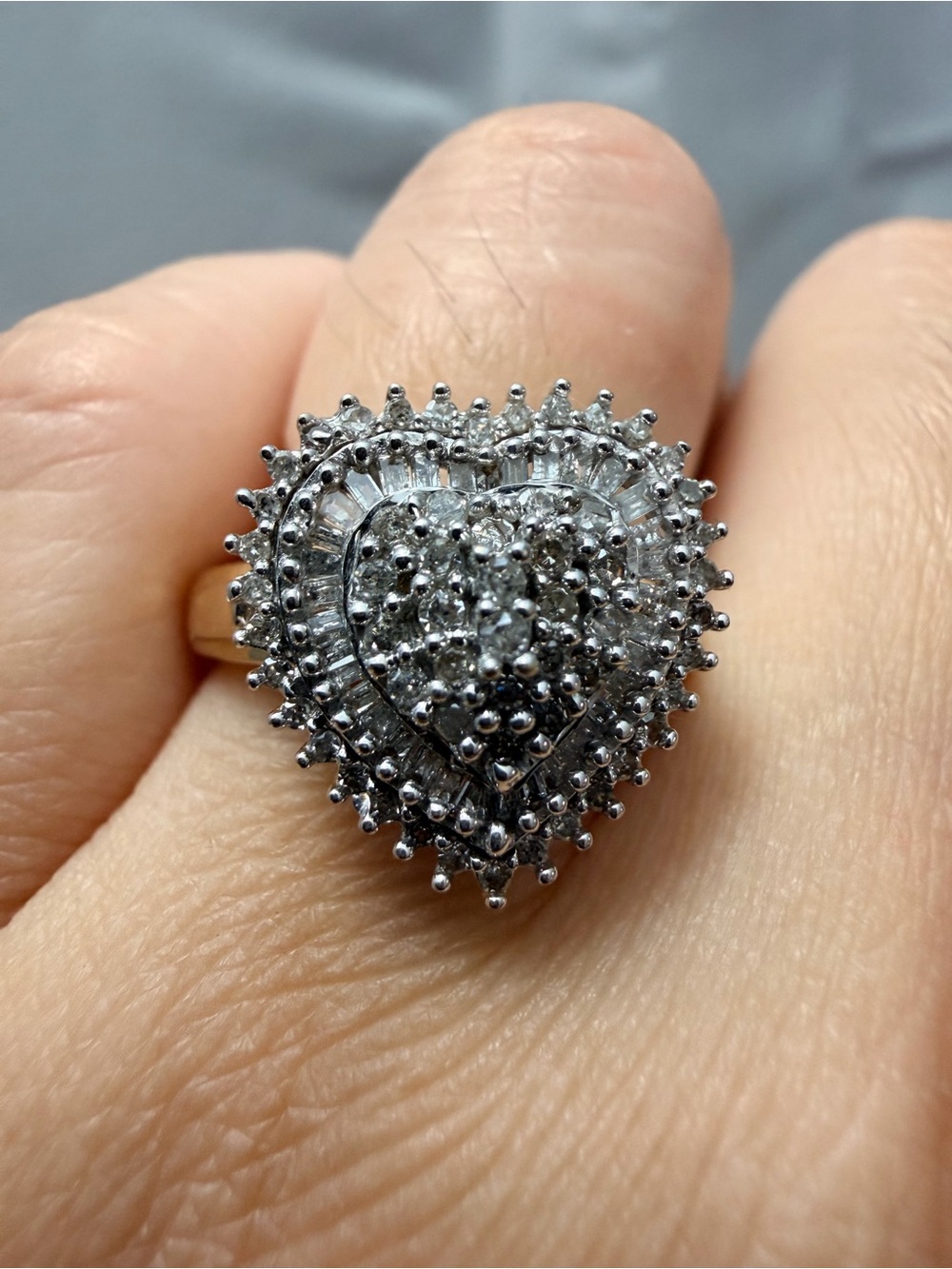 10k Diamond Heart Cluster Ring Diamond Cocktail Ring